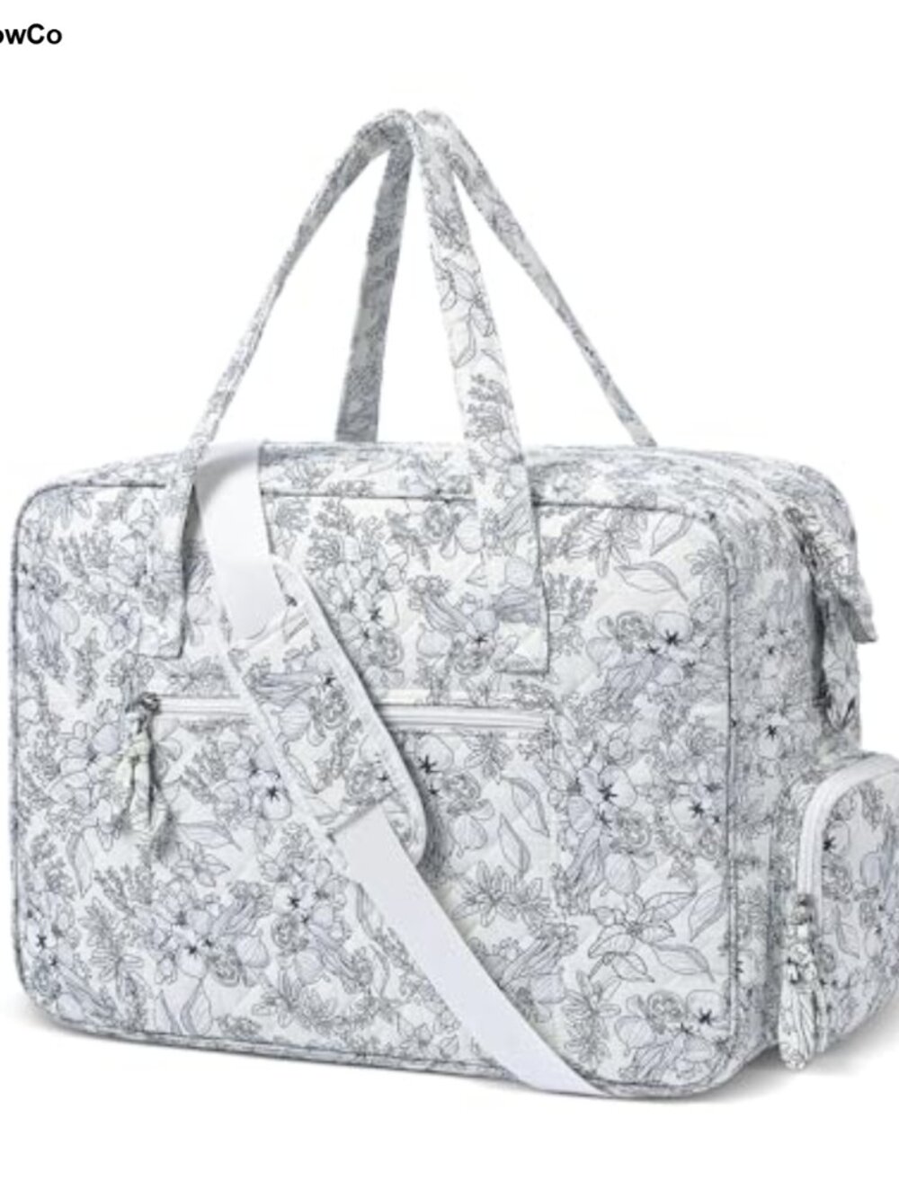 Quilted Duffle Bag Large Floral Weekender Travel Gym Dance Adjustable Strap